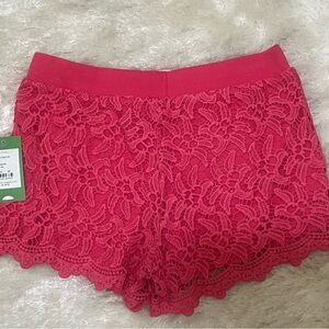NWT 118.00 LILLY PULITZER LACIE SHORTS Lipstick Pink Zinni Lace XS